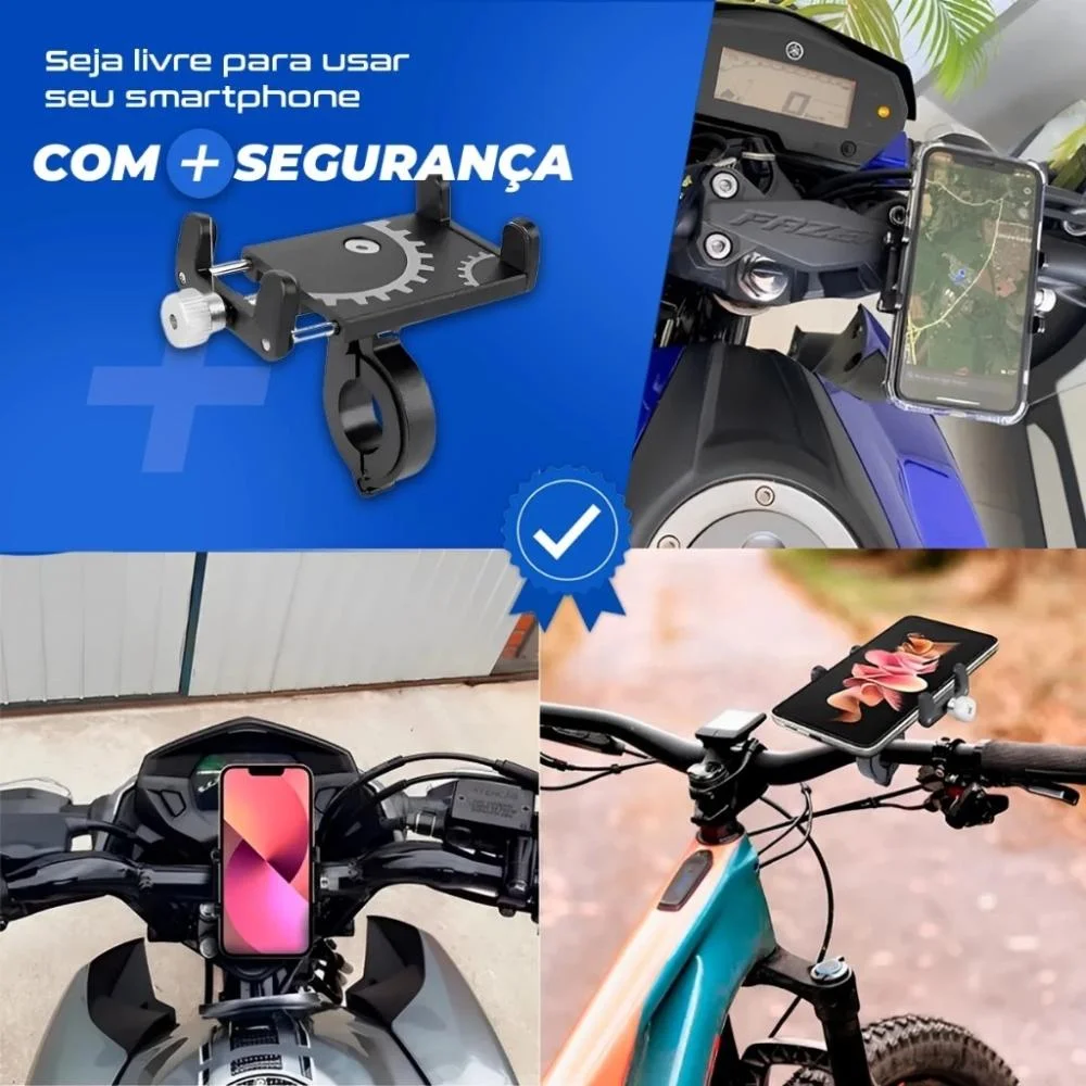 Imagem 2 de 4 do produto Suporte Universal Para Celular Gps Alumínio Para Bike Moto Bmg-61.