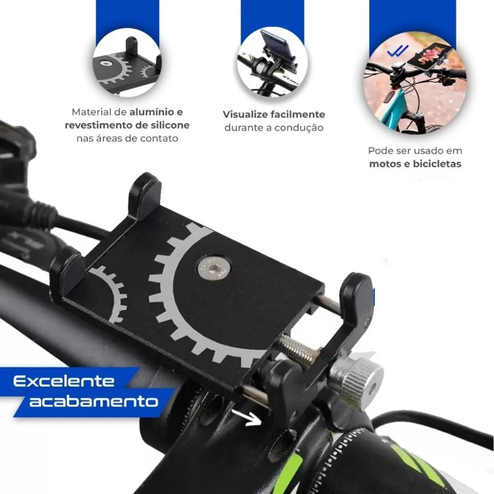 Imagem 3 de 4 do produto Suporte Universal Para Celular Gps Alumínio Para Bike Moto Bmg-61.