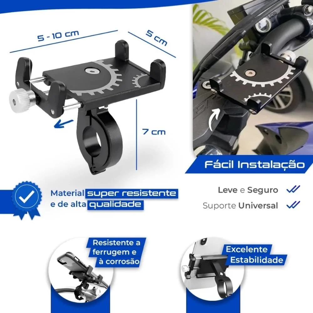 Imagem 4 de 4 do produto Suporte Universal Para Celular Gps Alumínio Para Bike Moto Bmg-61.