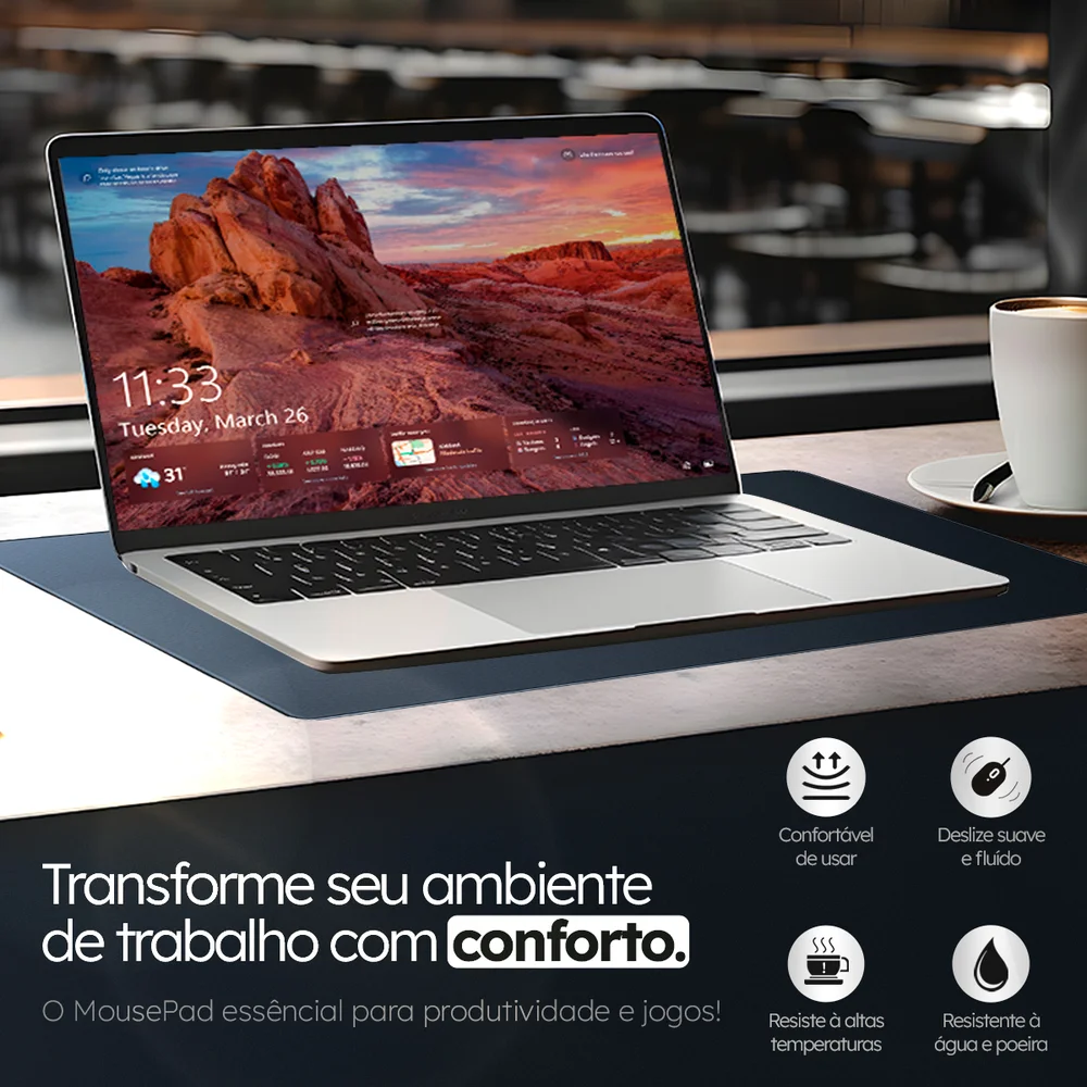 Mouse Pad Notebook Pequeno Sintético Antiderrapante Setup De Trabalho Escritório Cor Marinho Mouse Pad Notebook Pequeno Sintético Antiderrapante Setup De Trabalho Escritório Cor Marinho