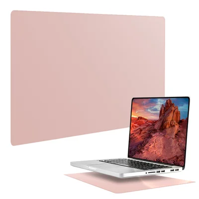 Mouse Pad Notebook Pequeno Sintético Antiderrapante Setup De Trabalho Escritório Cor Rosa