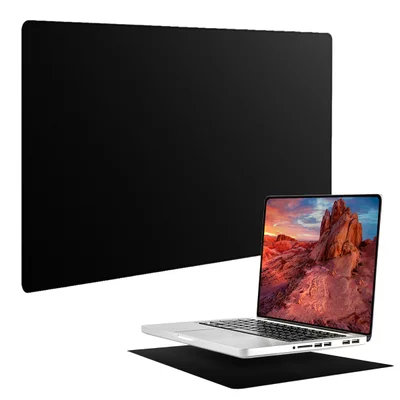 Mouse Pad Notebook Pequeno Sintético Antiderrapante Setup De Trabalho Escritório Cor Preto