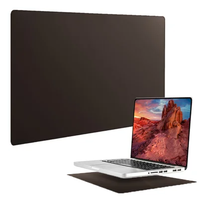 Mouse Pad Notebook Pequeno Sintético Antiderrapante Setup De Trabalho Escritório Cor Marrom Escuro