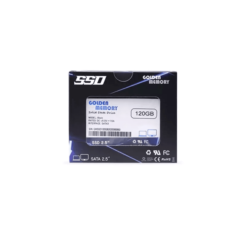 SSD 120GB Golden Memory, 2,5″, Sata Iii, Leitura: 530mb/s, Gravação: 485mb/s, Preto