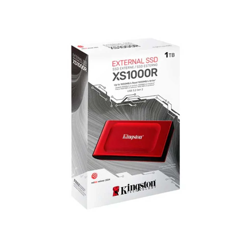 Imagem 2 de 5 do produto SSD Externo Kingston Xs1000, 1TB, Usb 3.2 Gen 2 - Vermelho - Sxs1000r/1000g.