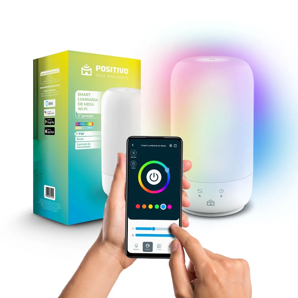 Imagem 3 de 5 do produto Smart Luminária De Mesa Wi-fi 2ª Geração Positivo Casa Inteligente RGB Branca LED 7w Bivolt