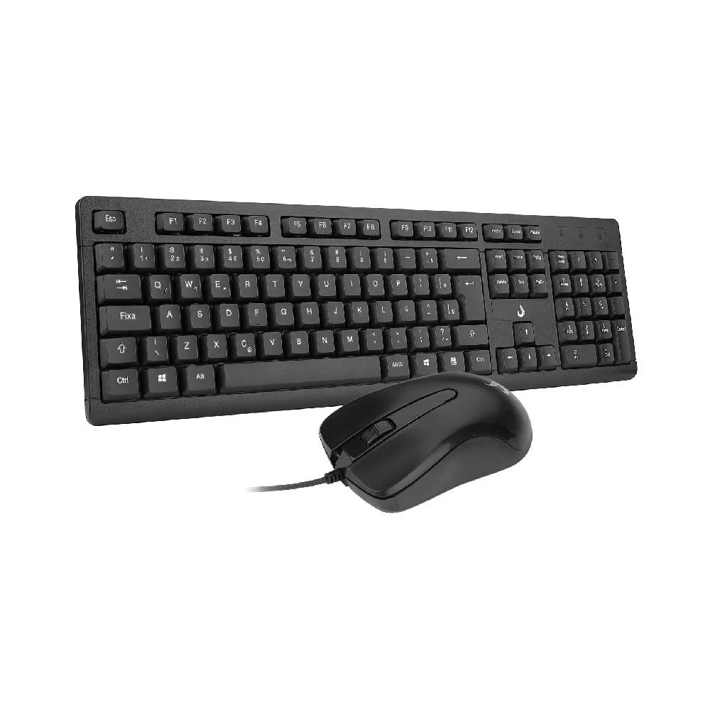 Imagem 3 de 5 do produto Kit Teclado e Mouse Office Rise Mode OF 01 USB 1000DPI ABNT2 - RM-TM-01-FB