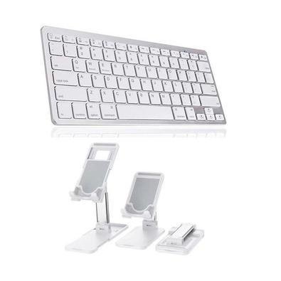 Teclado Bluetooth Para Ipad 7 10.2  +suporte De Apoio Branco
