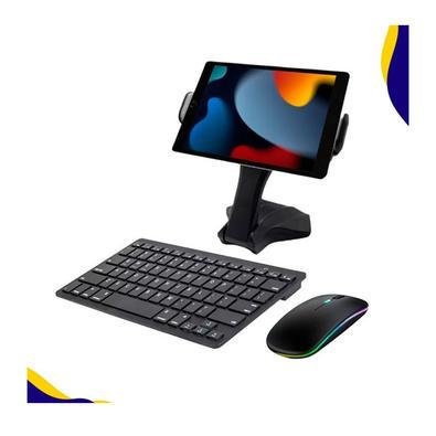Teclado E Mouse Bluet Recarregável P/ Ipad 9 10.2   Suporte