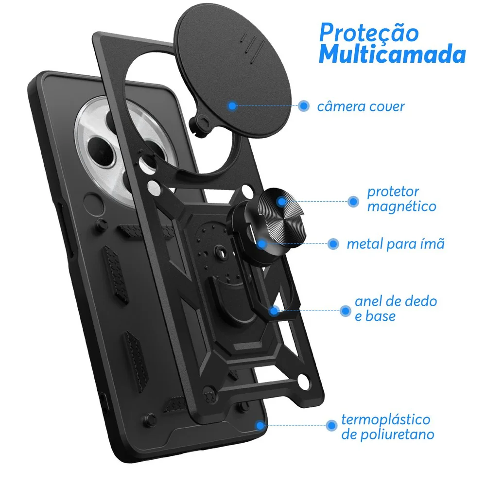 Imagem 3 de 5 do produto Capa Militar P/ Redmi 14c - Capinha Case Protetora Anti Impacto Queda Armadura Resistente
