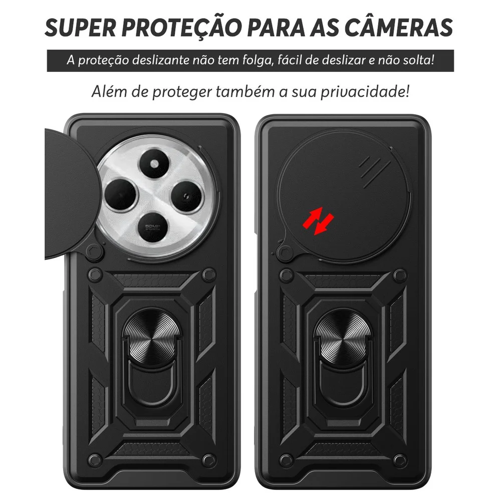 Imagem 4 de 5 do produto Capa Militar P/ Redmi 14c - Capinha Case Protetora Anti Impacto Queda Armadura Resistente