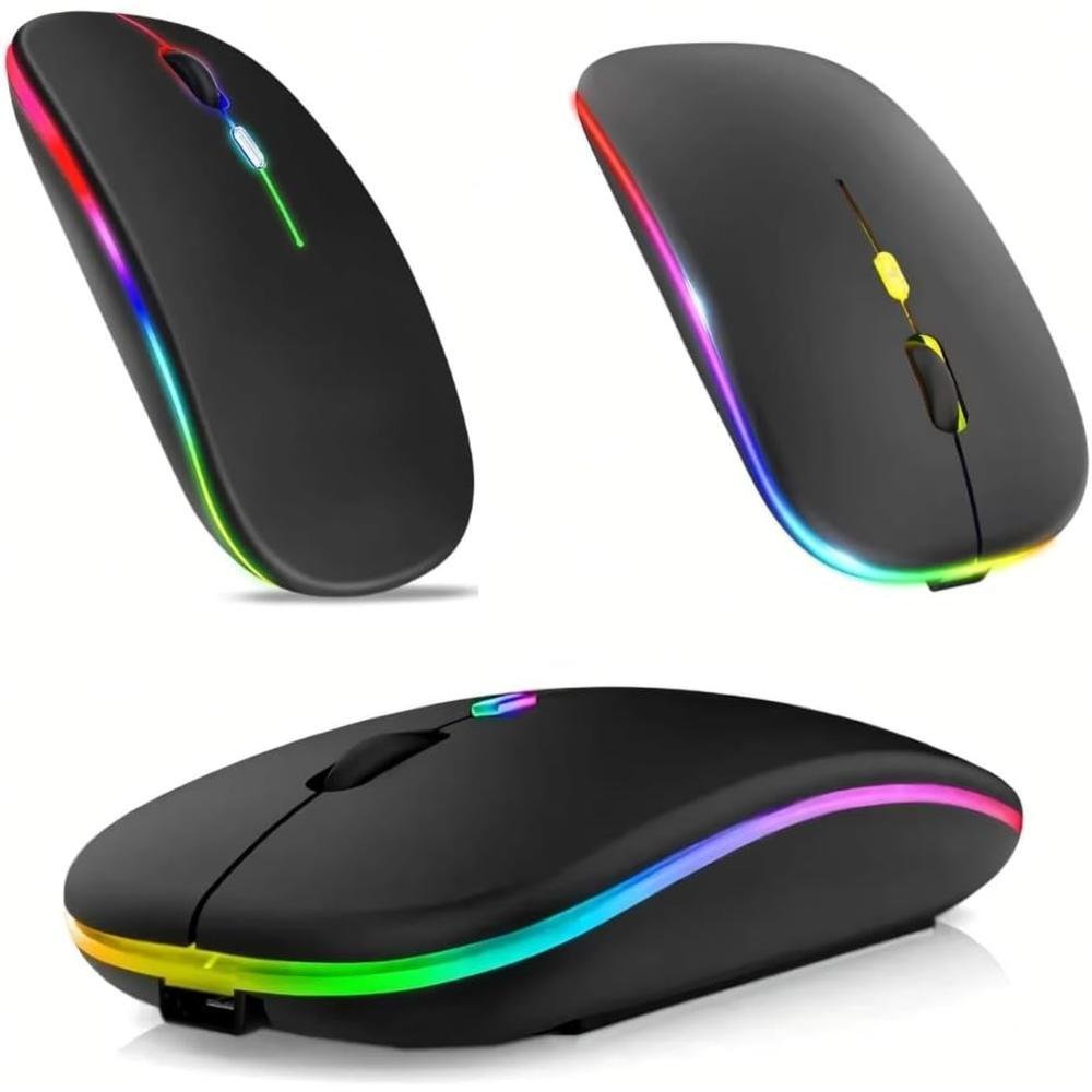 Imagem 2 de 3 do produto Mouse Sem Fio Recarregavel Bluetooth Wireless E Silencioso Ergonomico Ultrafino