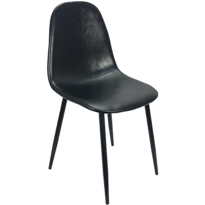 Cadeira Tânia Charla Estofada Pu Vintage Base Cor Preta - Preto.