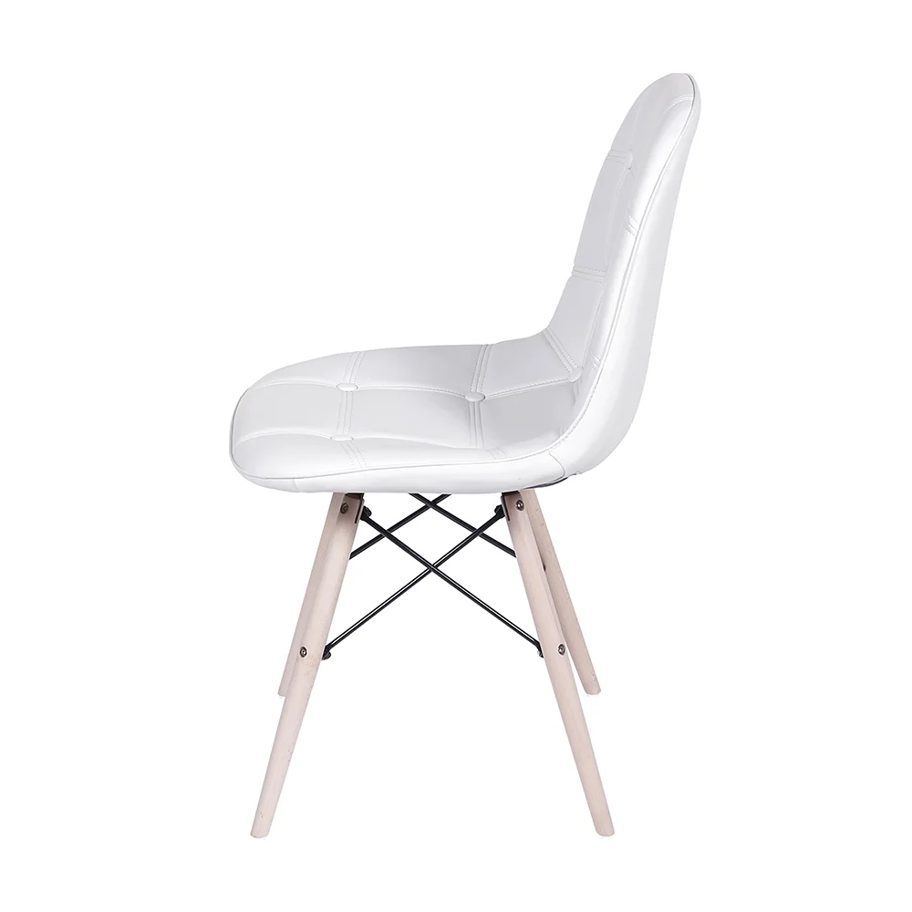 Imagem 2 de 4 do produto Cadeira Dkr Botonê Branca Com Base De Madeira - Or Design