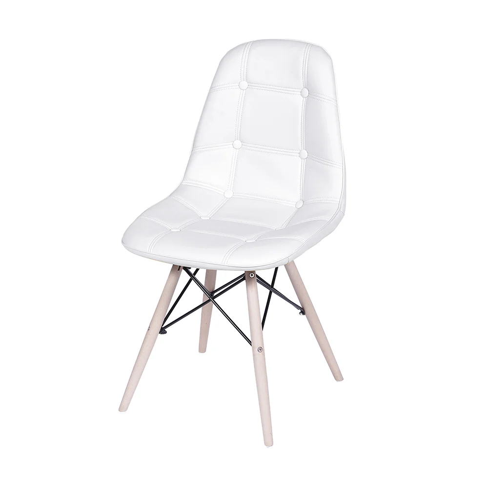 Imagem 3 de 4 do produto Cadeira Dkr Botonê Branca Com Base De Madeira - Or Design