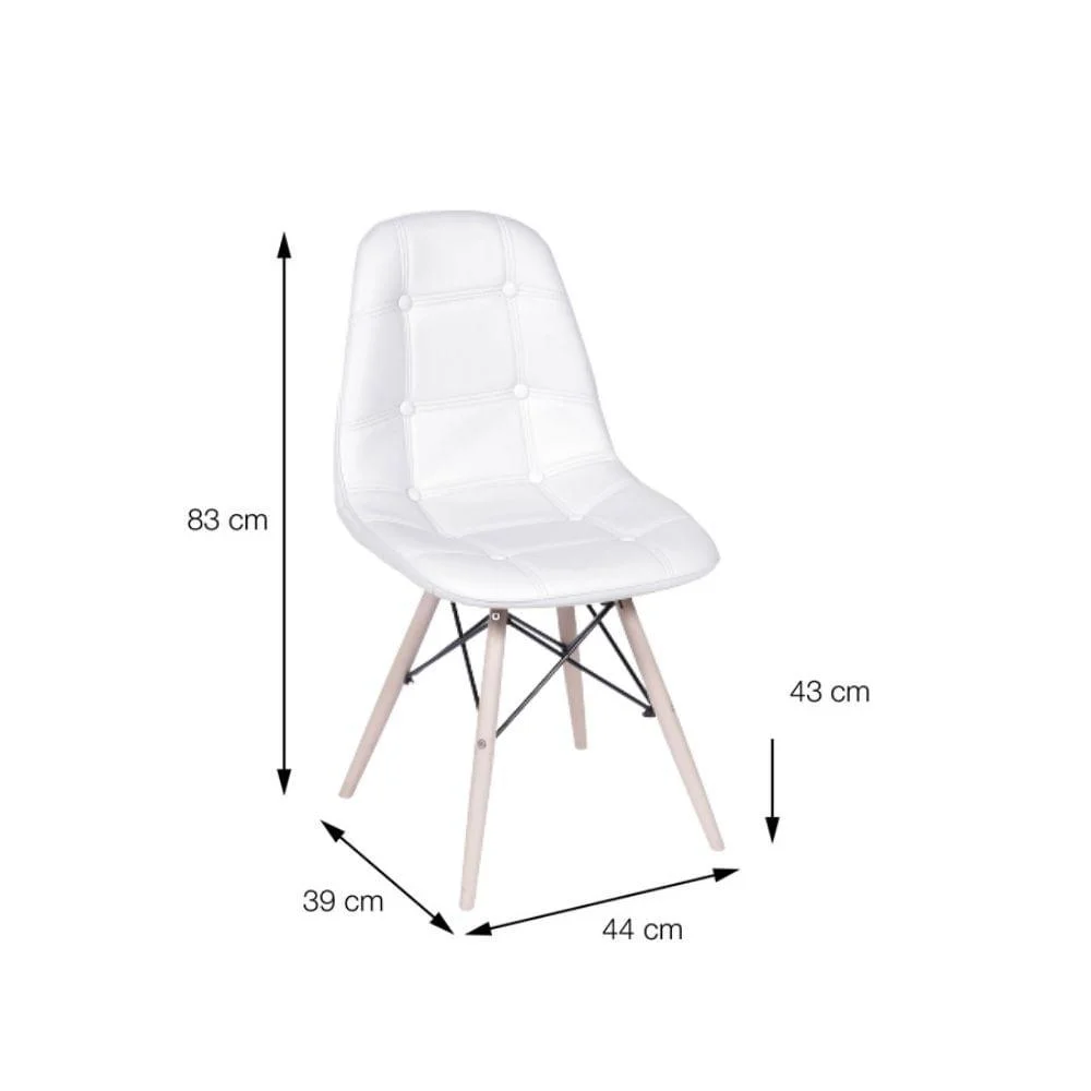 Imagem 4 de 4 do produto Cadeira Dkr Botonê Branca Com Base De Madeira - Or Design