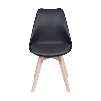 Cadeira Eames Saarinen Assento Preta Madeira