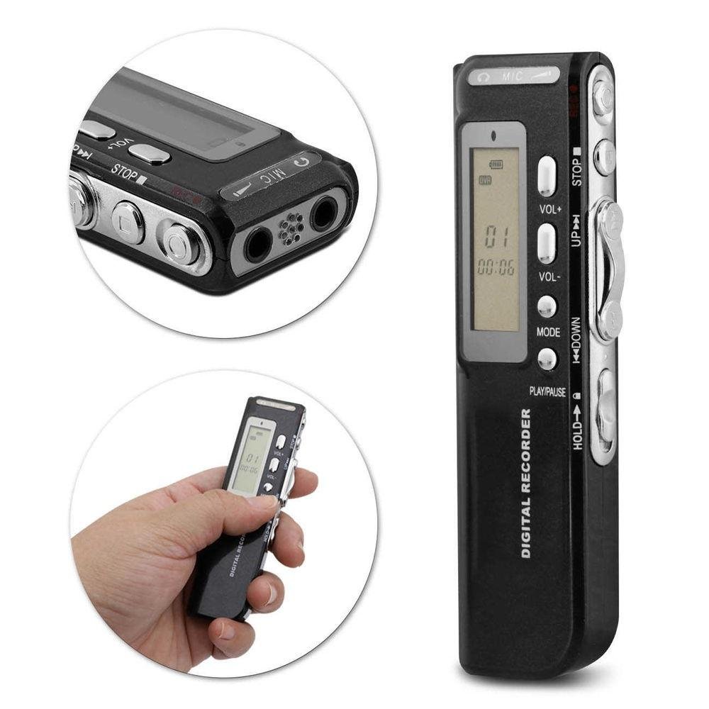 Gravador De Voz Digital Espião 8gb Usb Tela Lcd Memória Microfone Fone De Ouvido Mp3 Wma.