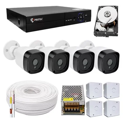 Kit Cftv 4 Câmeras Infravermelho Segurança 1mp 20m Dvr Full Hd 4 Ch C/ Hd C/ Conectores Promo.