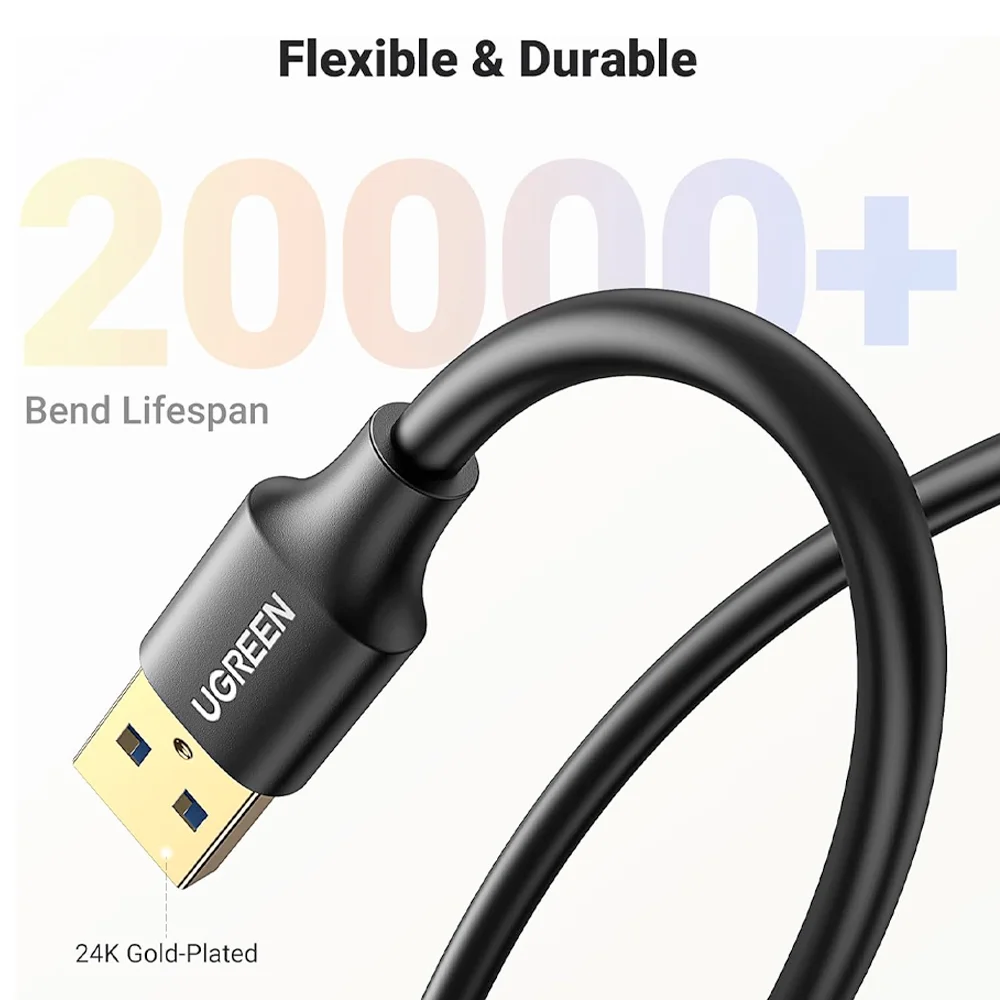 Imagem 3 de 5 do produto Cabo Usb Ugreen Extensor Usb 3.0 Macho/fêmea 5 M Preto.