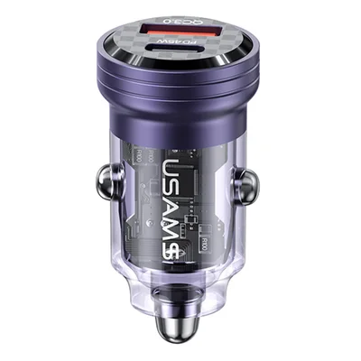 Carregador Veicular Usams Porta Usb A/c Máx. 45w Púrpura.