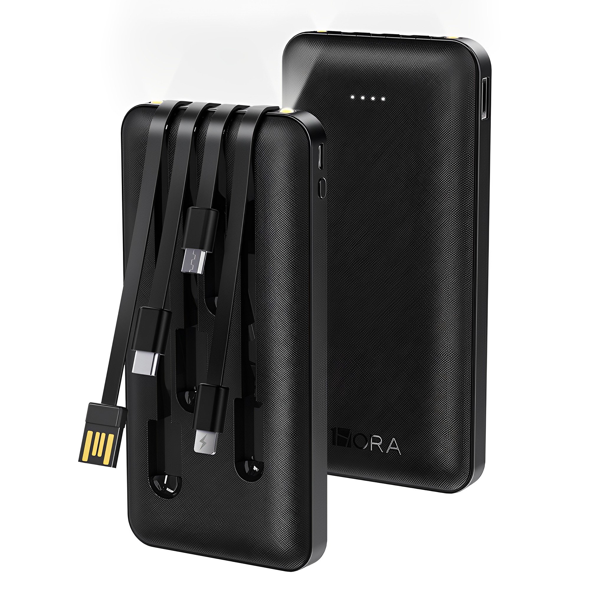 Carregador Portátil 1 Hora Power Bank Com 4 Cabos Preto.