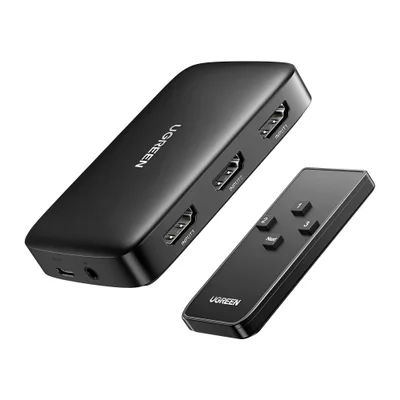 Switch HDMI Ugreen 3 Em 1 4k/30hz Controle Remoto Preto.