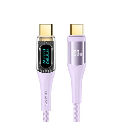 Cabo Usb Usams Usb C Para Usb C Pd 100w 1.2 Metros Bege.