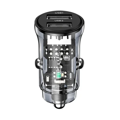 Carregador Veicular Usams Máx 15w Porta Usb A Azul Preto.