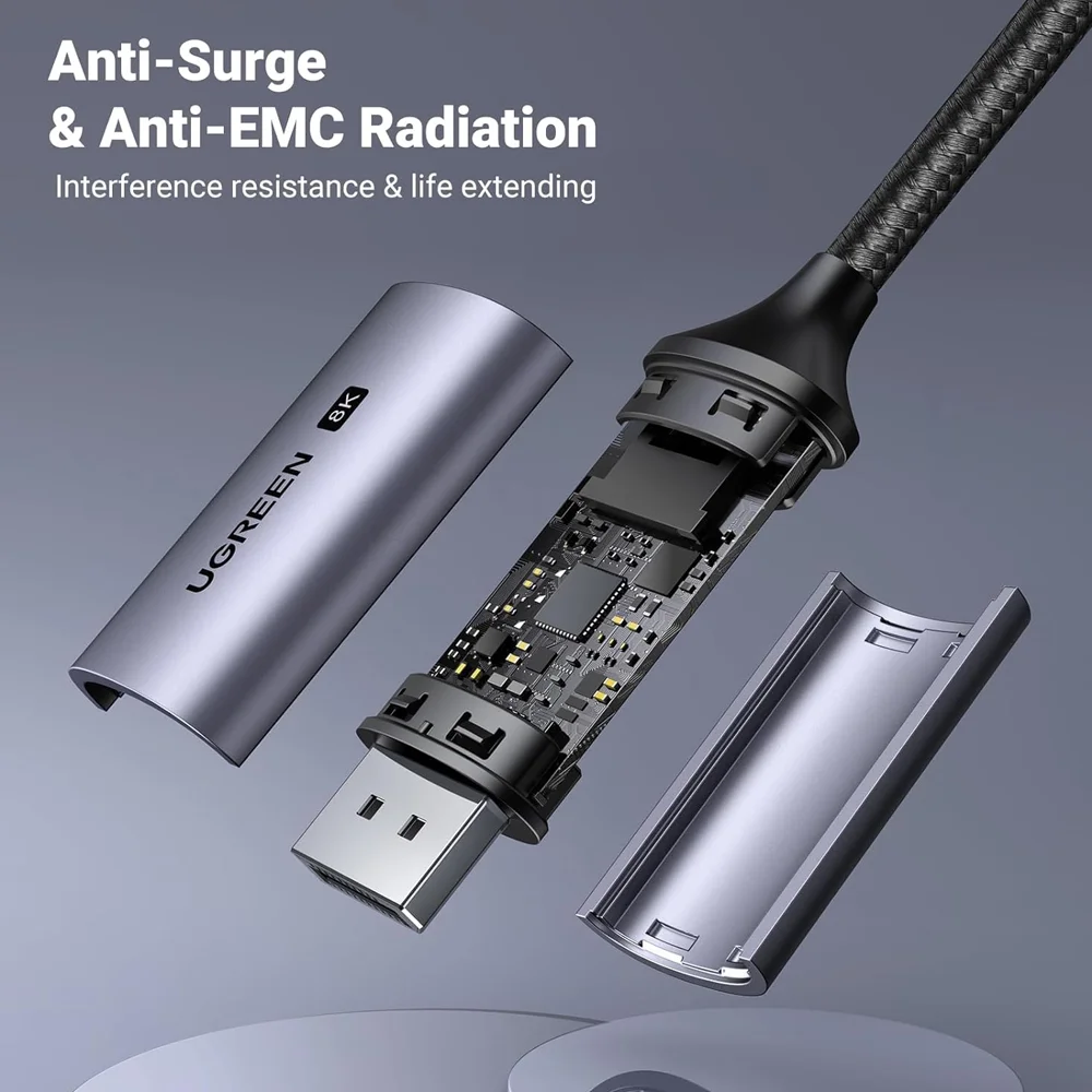 Imagem 4 de 5 do produto Cabo De Dados Ugreen Displayport P/usb-c 8k60hz 2m Cinza.