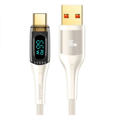 Cabo Usb Usams Usb A Para Tipo C 6a Macho 1.2 Metro Bege. 3