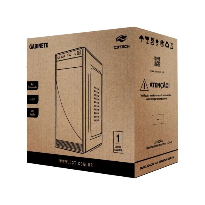 Imagem 2 de 4 do produto Gabinete Office C3tech Mini Tower Usb 2.0 S/ Fans Preto