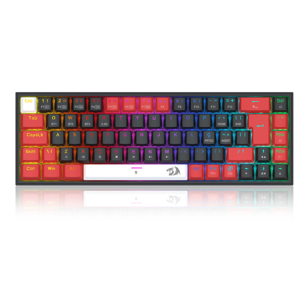 Teclado Mecânico Redragon Castor Pro RGB Switch Marrom Sem Fio Preto Vermelho E Branco - K631RGB-pro-brw