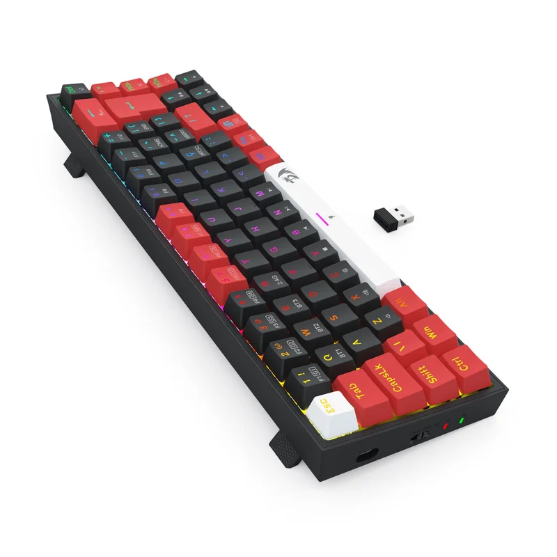 Imagem 2 de 5 do produto Teclado Mecânico Redragon Castor Pro RGB Switch Marrom Sem Fio Preto Vermelho E Branco - K631RGB-pro-brw