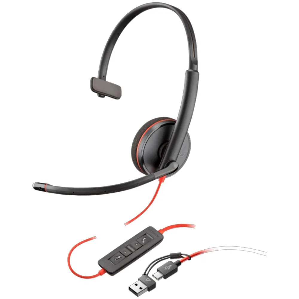 Imagem 3 de 5 do produto Headset Hp Com Microfone Usb Poly Blackwire C3210 8x214aa Preto
