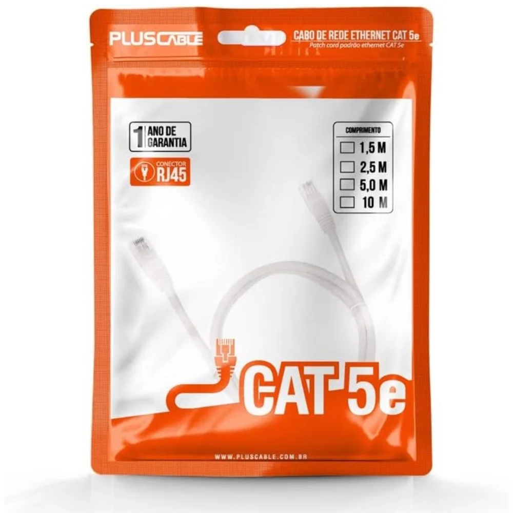 Imagem 3 de 5 do produto Cabo De Rede Cat.6 Pluscable Patch Cord 1,5 Metros Branco - PC-eth6u15wh