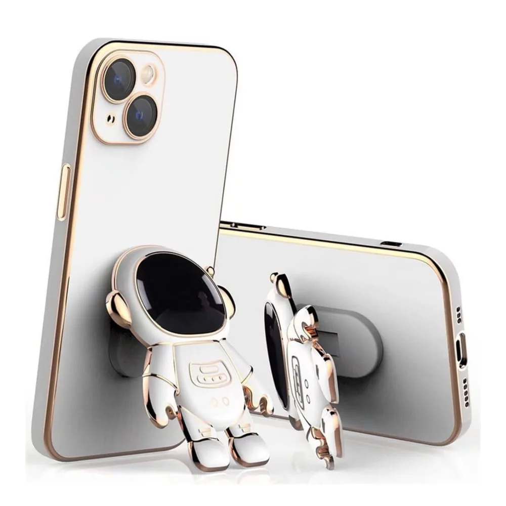 Imagem 3 de 3 do produto Capa Com Suporte De Astronauta Galvanizado Compatível Com Iphone Modelo:12 Promax;cor:azul.