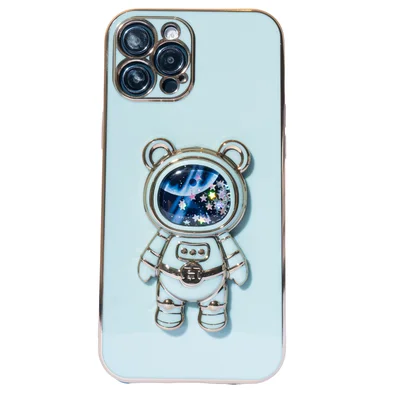 Capa Com Suporte De Astronauta Galvanizado Compatível Com Iphone Modelo:15 Plus;cor:verde.