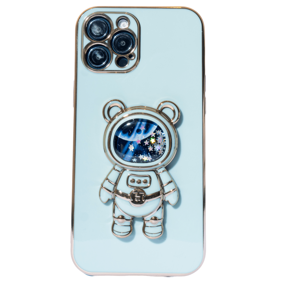 Imagem 1 de 3 do produto Capa Com Suporte De Astronauta Galvanizado Compatível Com Iphone Modelo:12 Promax;cor:verde