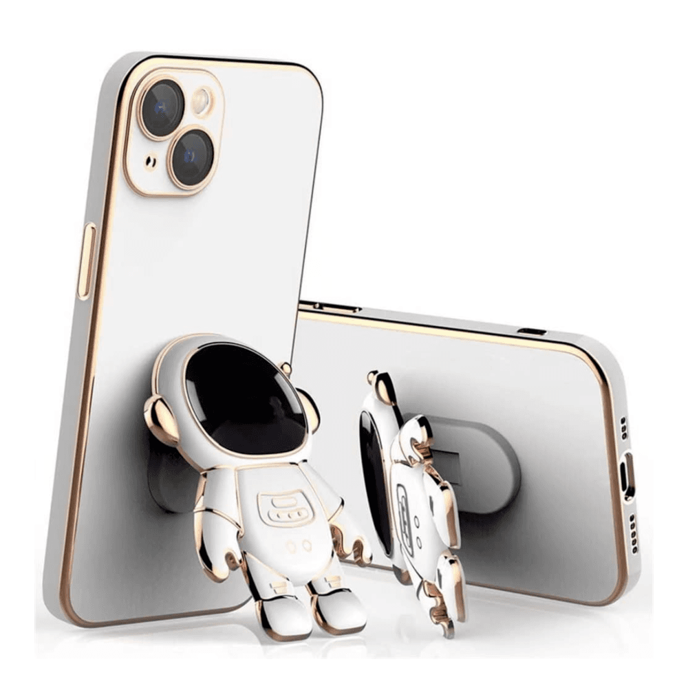 Imagem 3 de 3 do produto Capa Com Suporte De Astronauta Galvanizado Compatível Com Iphone Modelo:12 Promax;cor:branco