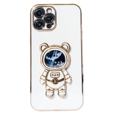 Capa Com Suporte De Astronauta Galvanizado Compatível Com Iphone Modelo:14;cor:branco