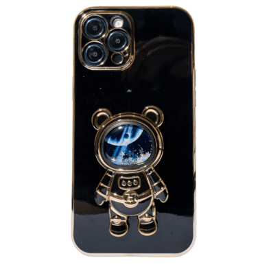 Capa Com Suporte De Astronauta Galvanizado Compatível Com Iphone Modelo:14;cor:preto
