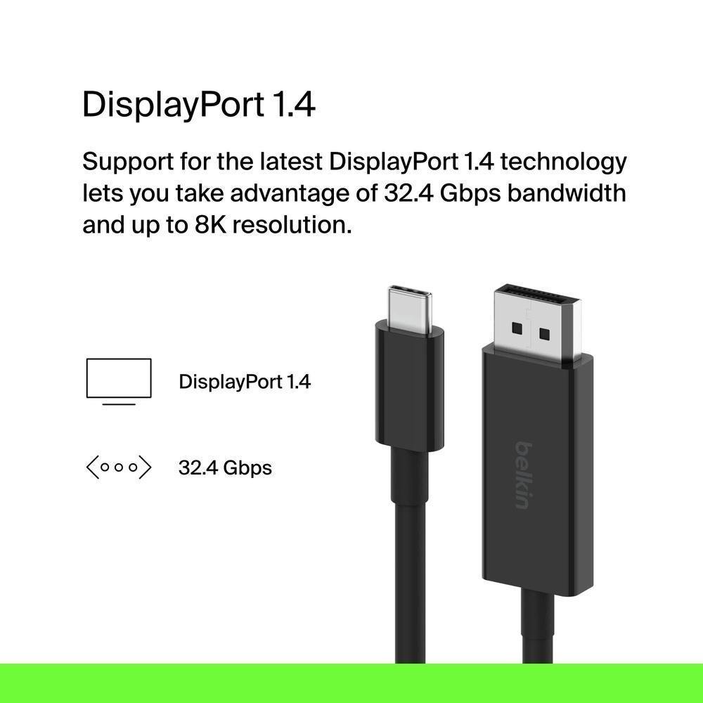 Cabo Belkin Usb Type C Para Displayport 1.4 6.6ft/2m, 32.4gbps, 8k@60hz Ou 4k@144hz, Com Hbr3, Dsc, Hdcp 2.2, Dp Cabo Belkin Usb Type C Para Displayport 1.4 6.6ft/2m, 32.4gbps, 8k@60hz Ou 4k@144hz, Com Hbr3, Dsc, Hdcp 2.2, Dp