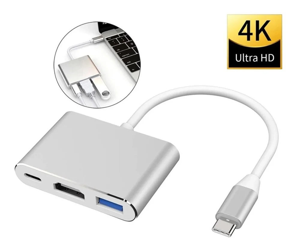Imagem 2 de 5 do produto Adaptador Vídeo Tipo-c Para HDMI Usb 3.0 4k Alta Qualidade.