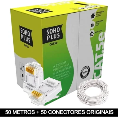 50 Metros De Cabo+50 Conector Rj45 Cat5e Furukawa Sohoplus Cor: Branco.