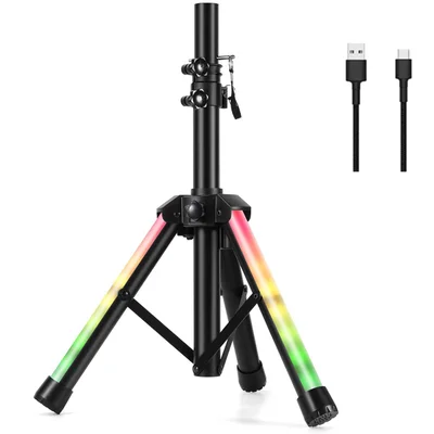 Suporte Tripe Para Caixa De Som Com LED RGB E Bateria 1,10m