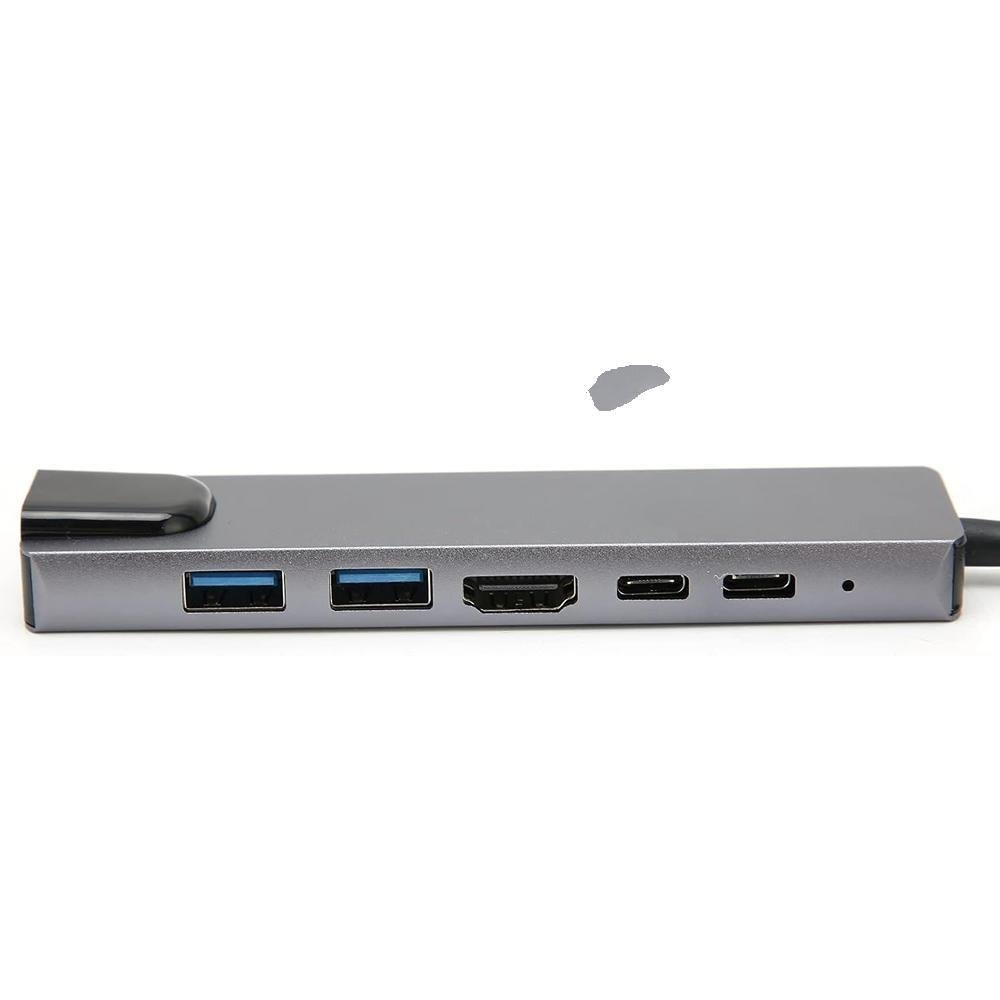 Imagem 4 de 5 do produto Adaptador Usb Tipo C 6x1 Para HDMI 4k, Rj45, Usb 3.0 E Pd