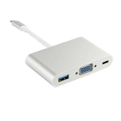Adaptador Usb Tipo C 3x1 Para Vga, Usb 3.0 E Tipo C