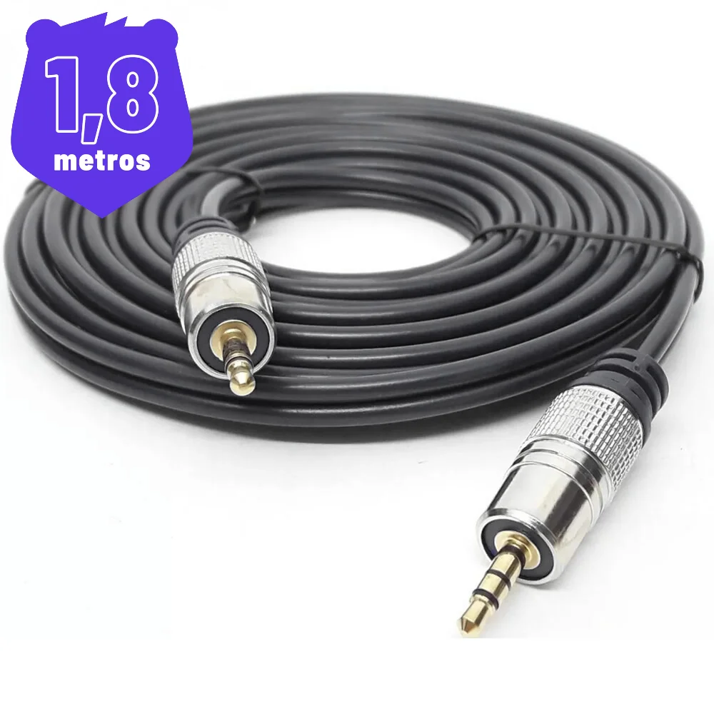 Imagem 2 de 2 do produto Cabo Auxiliar P2 Gold 24k 1,80 Metros.