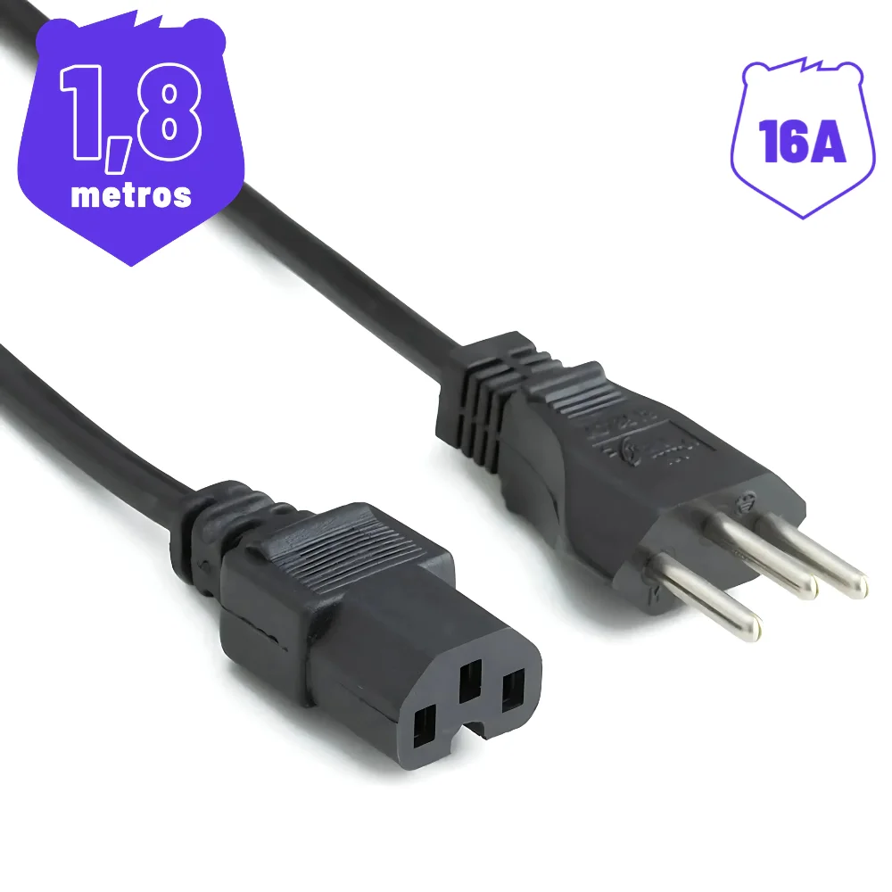 Imagem 3 de 3 do produto Cabo De Força Novo Padrão Para Iec C15 20a 1,80.